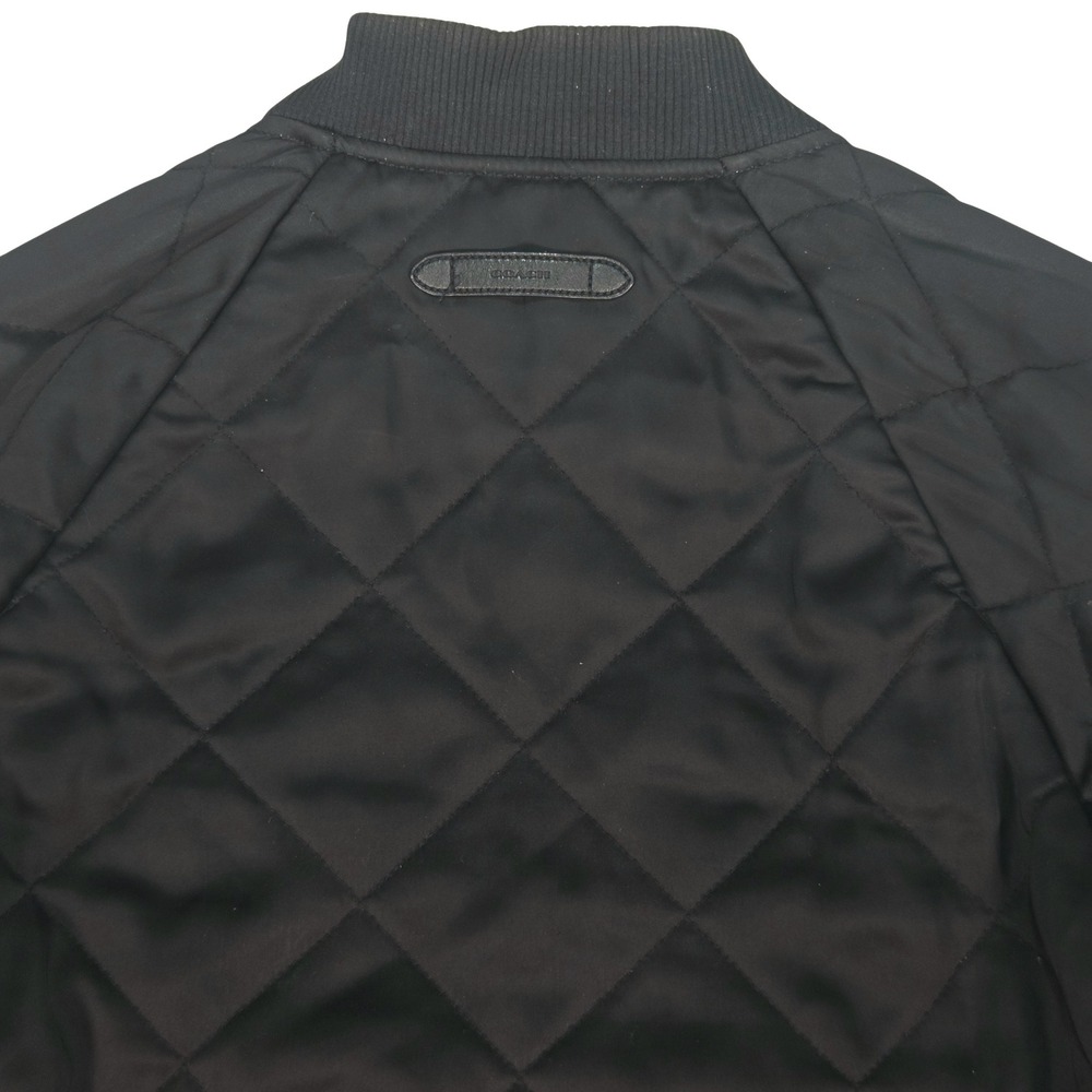 Coach Quilted Bomber Jacket Womens S Black Leopard Print Lining Baggy Oversized - Picture 7 of 11